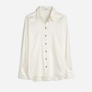 Madewell Relaxed Dolman Button-Up Shirt in Satin Winter White sz Small